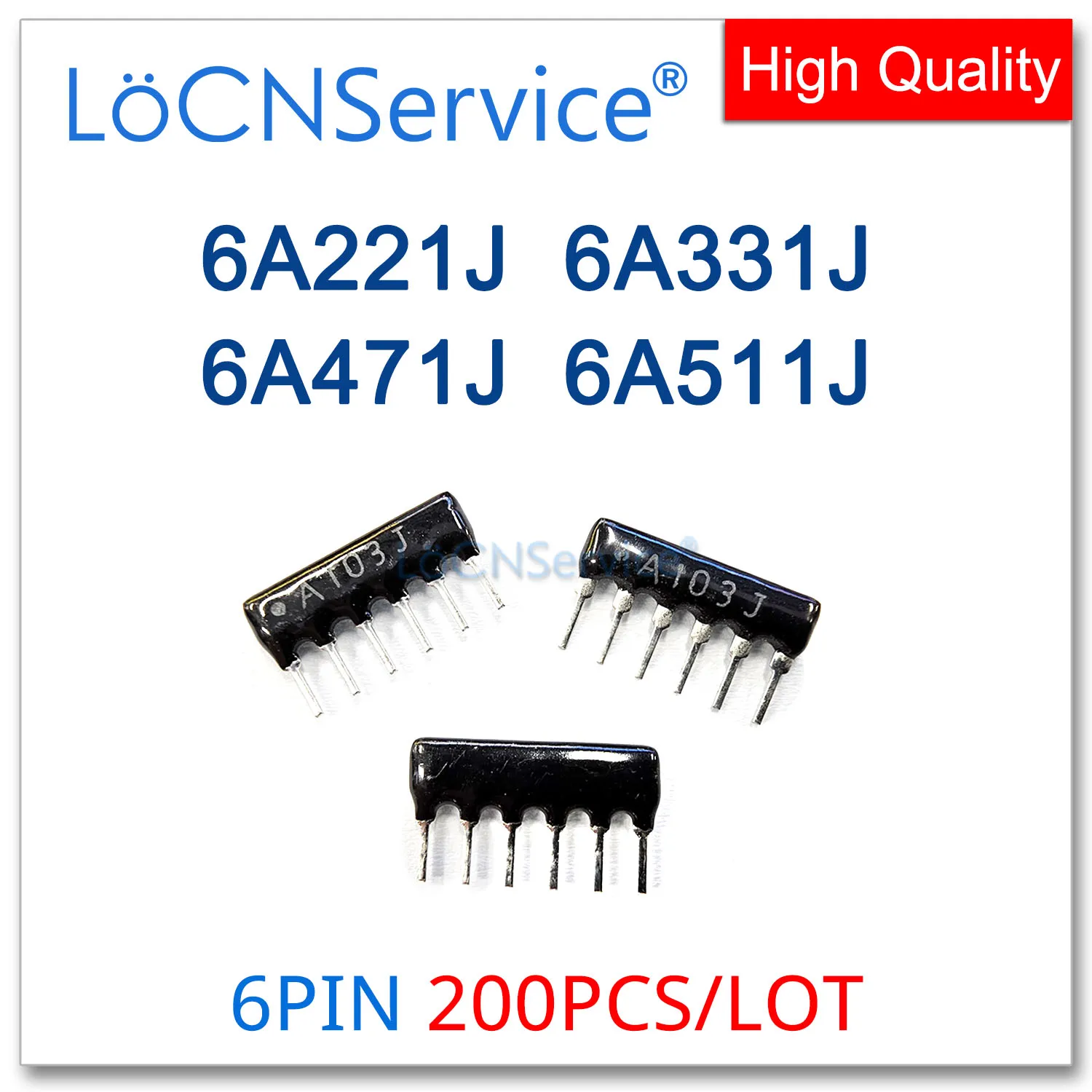 

LoCNService 200PCS 6PIN Exclusion Network Resistor array DIP 6A221J 6A331J 6A471J 6A511J 221 331 471 511 220R 330R 470R 510R OHM