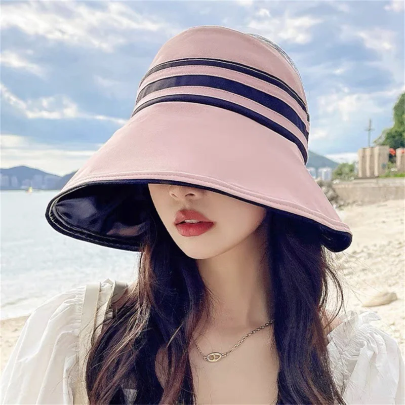 

Шляпа Женская Солнцезащитная складная, элегантная пляжная Панама с регулируемыми широкими полями и защитой от ультрафиолета, дышащая шапк...