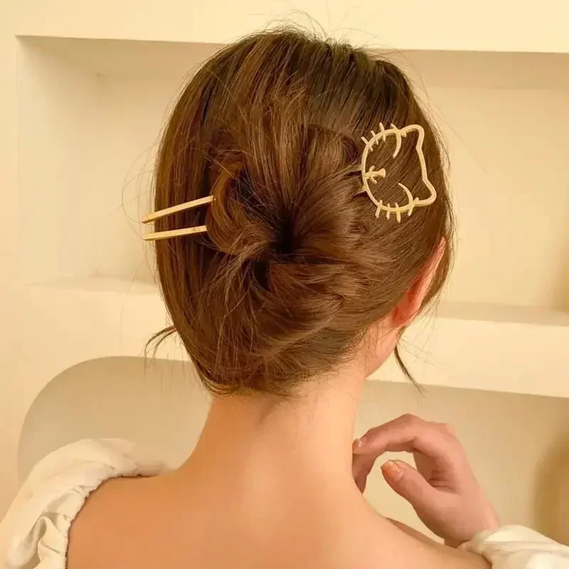 Симпатичная креативная матовая металлическая заколка-вилка в виде кошки простые