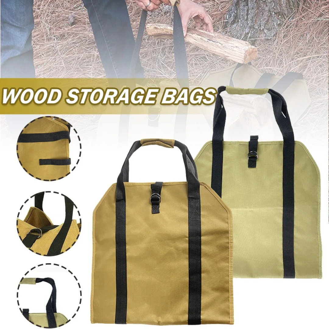 

Dropshipping High-quality Firewood Storage Bag Log Camping Outdoor Holder Carry storage bag Wooden Canvas Bag