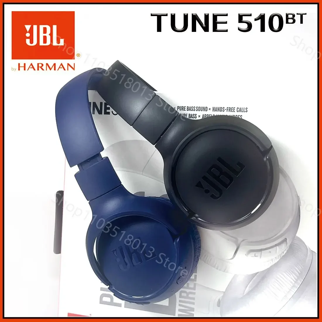 Фото 100% Оригинальные беспроводные Bluetooth наушники JBL TUNE 510BT, музыкальная спортивная Гарнитура для мальчиков и девочек, универсальные мобильные компьютеры №1
