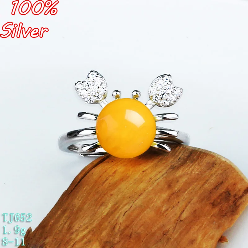 

100% 925 sterling-silver-jewelry Crab Ring Blank Fit 8MM-11MM Ring-base for Woman Setting Round Pearl Platinum Silver Classical