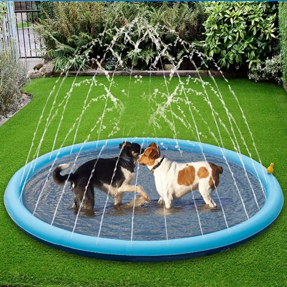 

170cm Summer Cooling Spray Water Mat Pet Sprinkler Pad Play Cooling Mat Swimming Pool Inflatable Mat Tub Cool Bathtub for Dogs