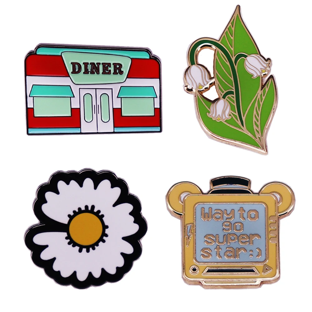 

Flower Lapel Pins for Backpacks Enamel Pin Pines Badges Brooches for Women Fashion Jewelry Accessories Gifts