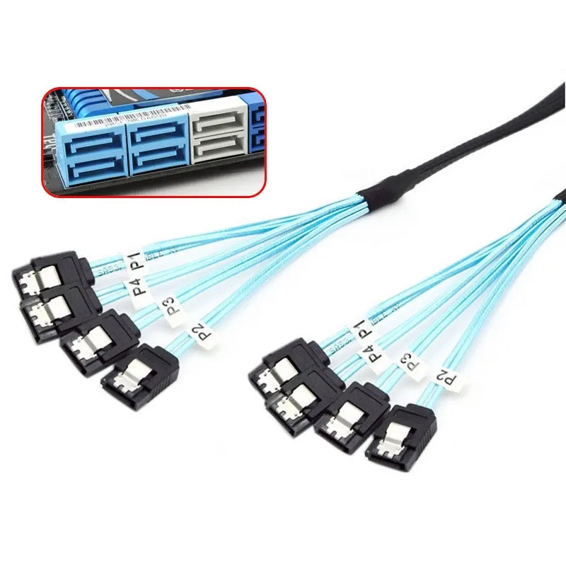 

6 pcs/set Sata To Sata Cable 4/6 Ports/Set Date Cable 7 Pin Sata Sas Cable 6Gbps Sata To Sata HDD Cable Cord For Server Mining