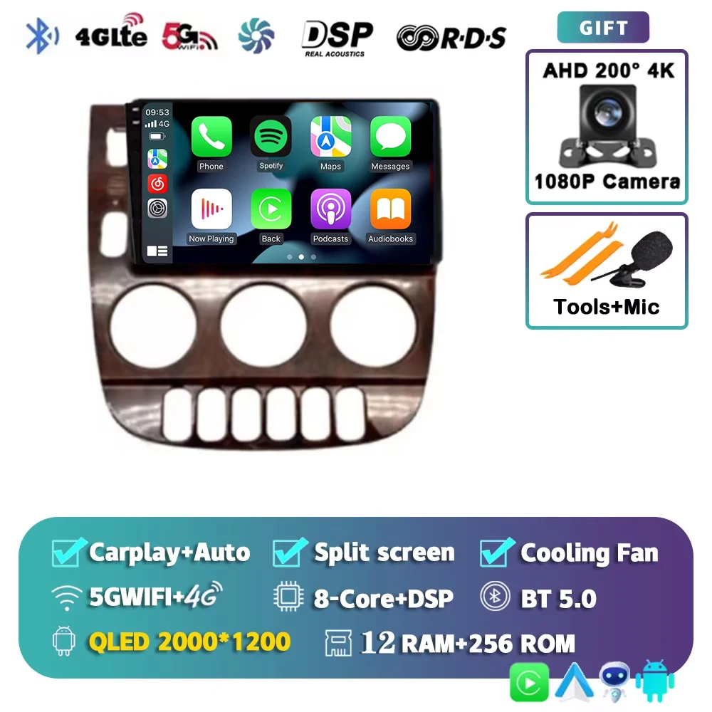 

Для Mercedes Benz M-Class W163 ML 1997-2005 2K 12+256 QLED Android 15 CarPlay Автомобильный радиоприемник Мультимедийный видеоплеер GPS стерео 4G