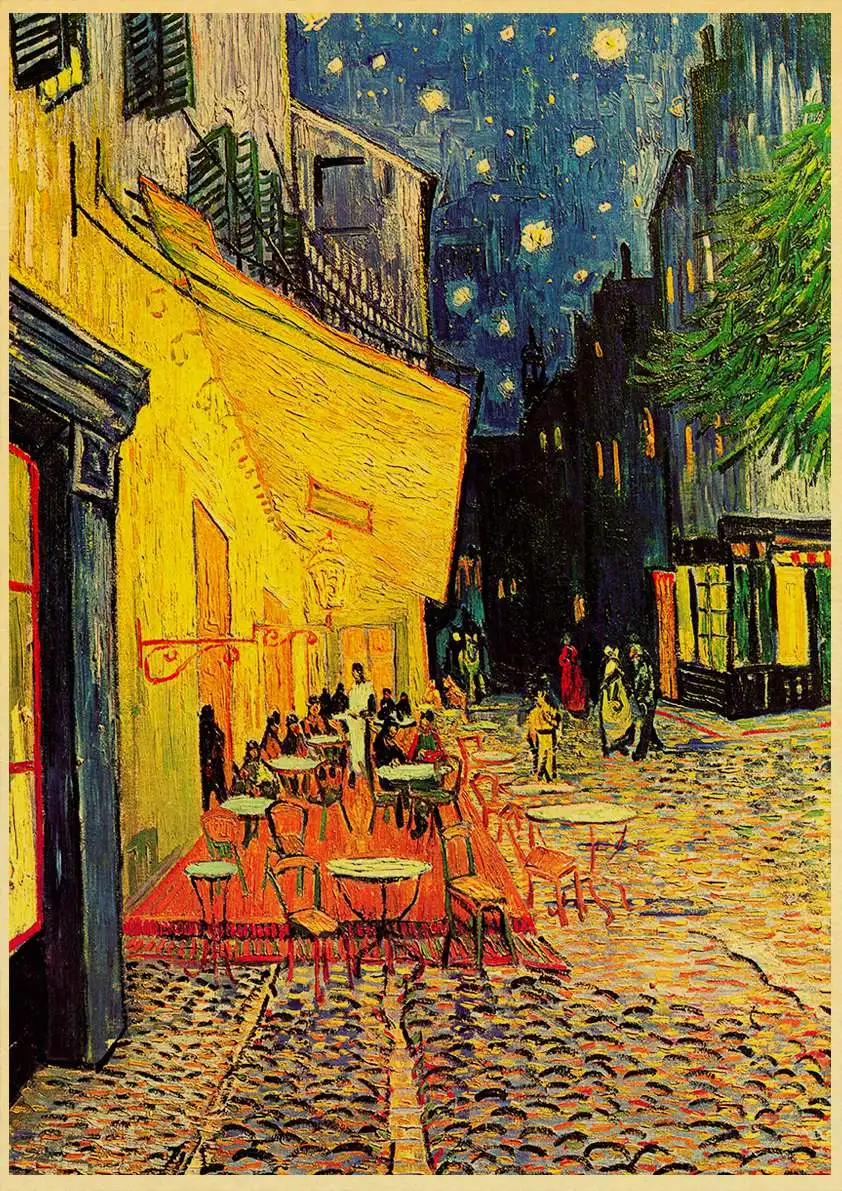 

Van Gogh Art Posters Retro Kraft Paper Vintage Room Home Bar Cafe Decor Aesthetic Art Wall Painting