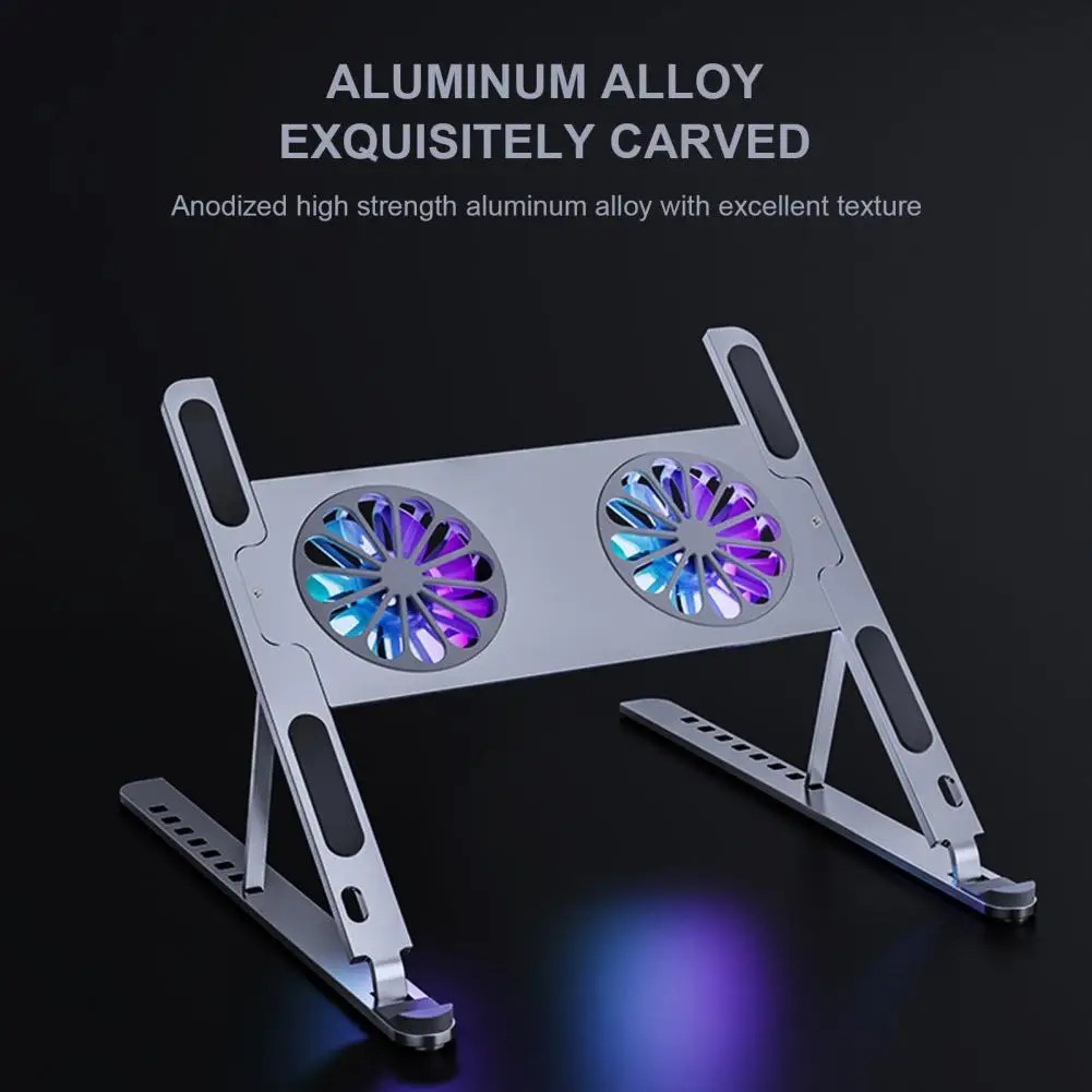 

Регулируемая алюминиевая подставка для ноутбука с 2 вентиляторами для охлаждения, складной и съемный Настольный держатель для планшета без...