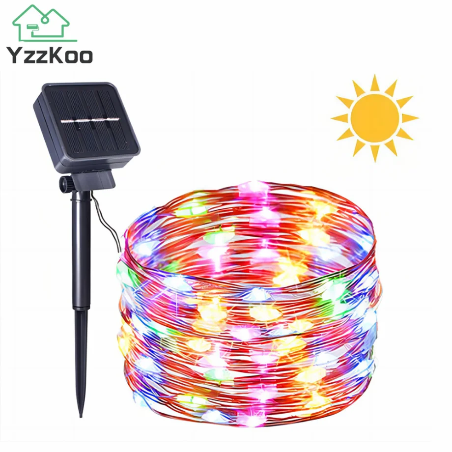 New year Solar Lamp LED Outdoor 10M LED String Lights Fairy Holiday Christmas Party Garlands Solar Garden Waterproof Lights