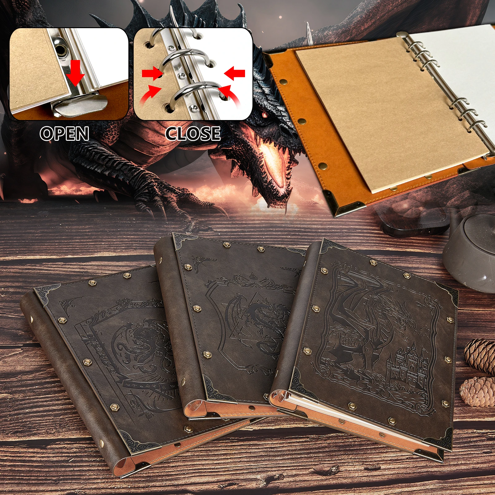 DND журнал A5 400 страниц книга с драконами кожа многоразовый 6-связующее кольцо и