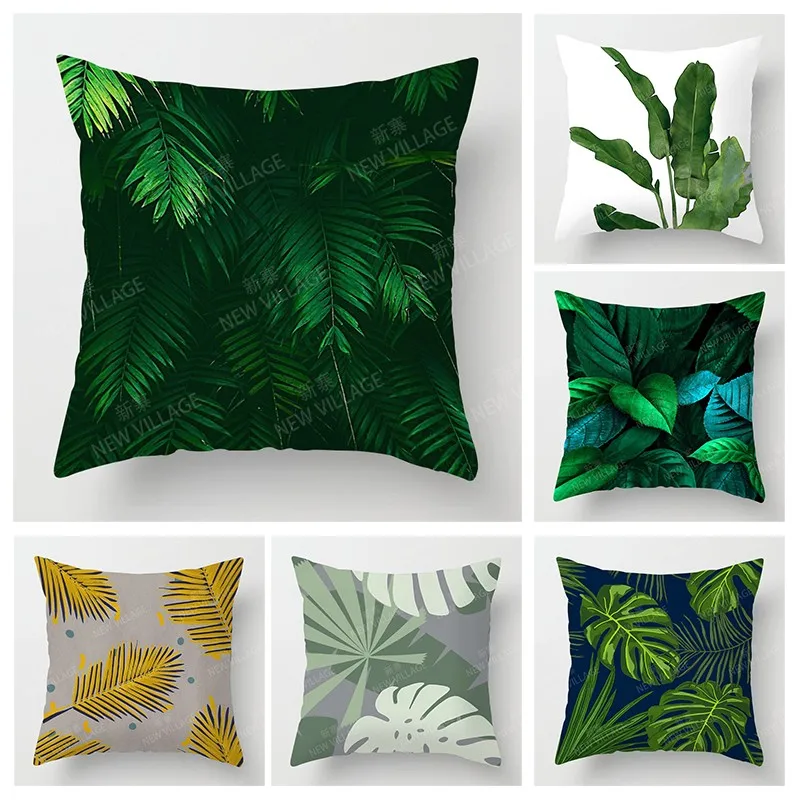 

Скандинавский осенний домашний декор, Осенний чехол для диванной подушки, современный 45x45 см 45*45 50x50 60x60 см 40*40 см, лист, растение, зеленый