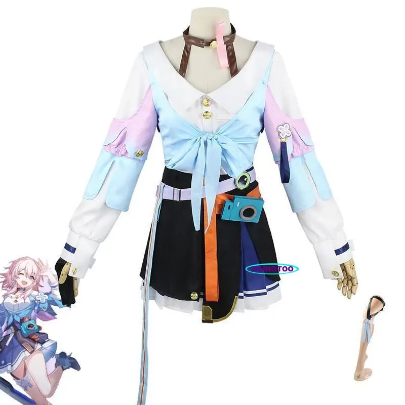 

Аниме игра Honkai Impact 3 марта 7, костюмы для косплея, женское нарядное платье, костюм, пальто, топ, юбка, полный комплект