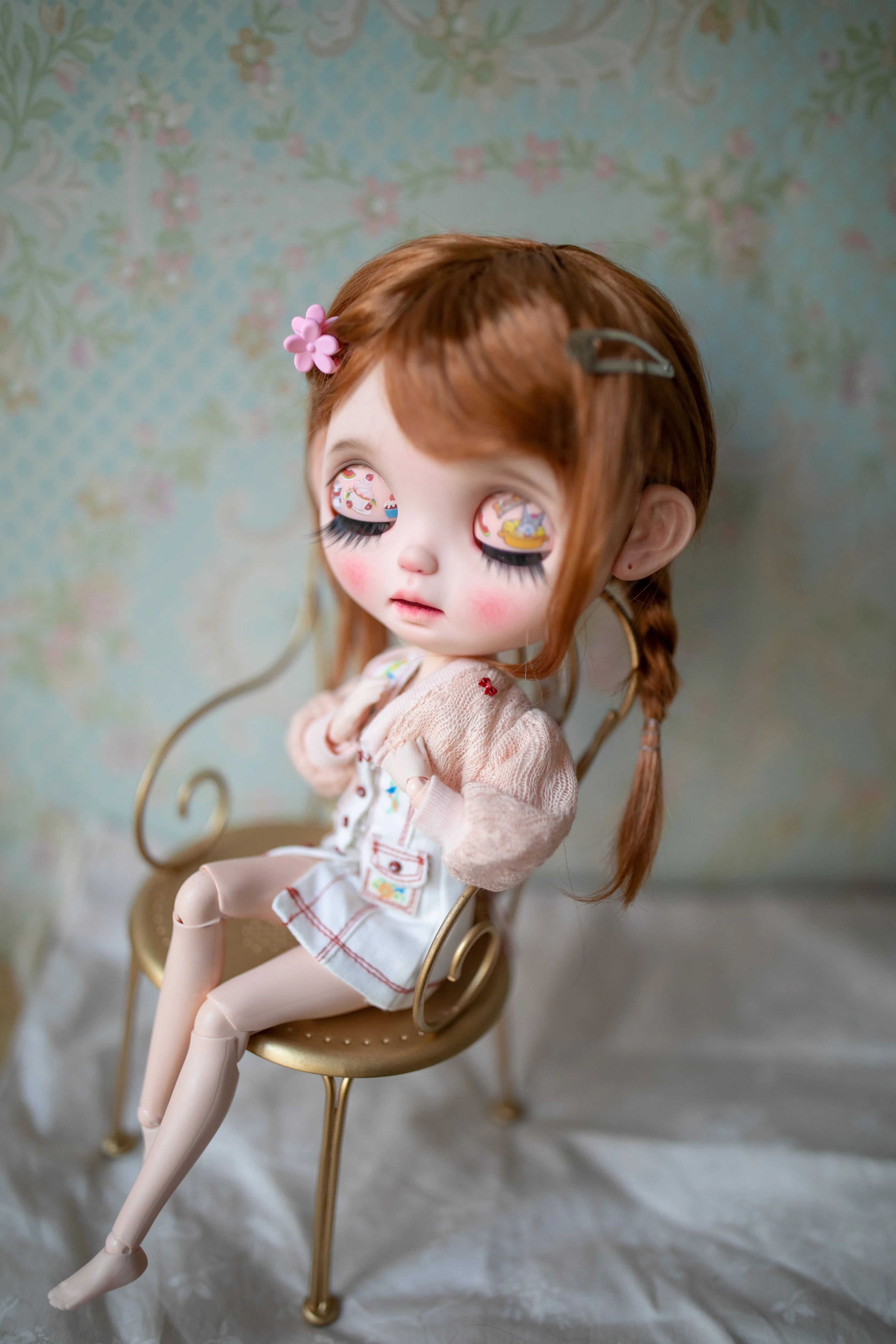 

Парик для куклы Blythes, подходит для 1/6, 9-10 дюймов, размер, модный, новый, милый, двойной плетеный, имитация мохера, женский парик, волосы для укладки, коричневый, золотой