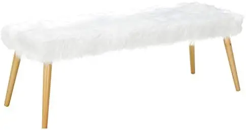 

Long Hair Furry Ottoman, White