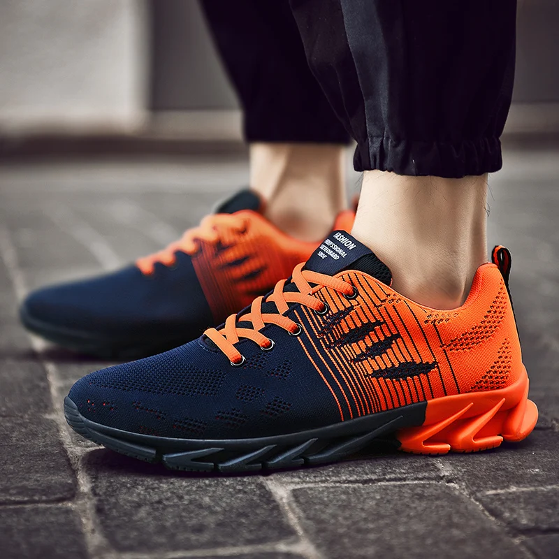 Breathable Flying Woven Running Shoes Men's Shoes Non-slip Lace-up Sneakers Men Outdoor Sport Shoes Zapatillas Hombre Deportiva
