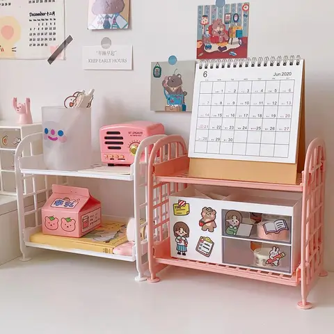 Пластиковый двухуровневый стеллаж белый