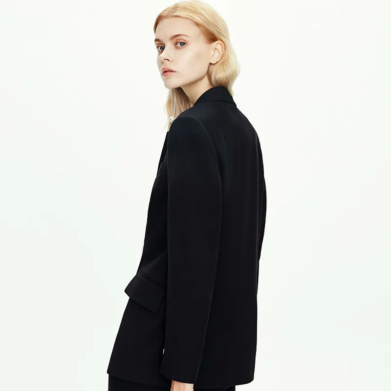 Autumn Winter Women Small Suit European Long Double Breasted Fashion Counter Suit Temperament Jacket