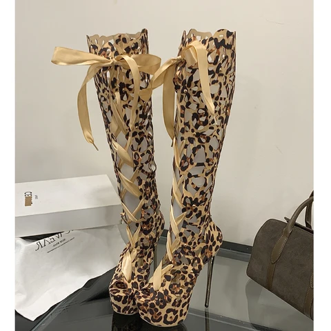 Eilyken уличный стиль пикантные сапоги до колена с открытым носком на тонком каблуке женские сандалии на молнии обувь для зачистки Zapatos De Muje