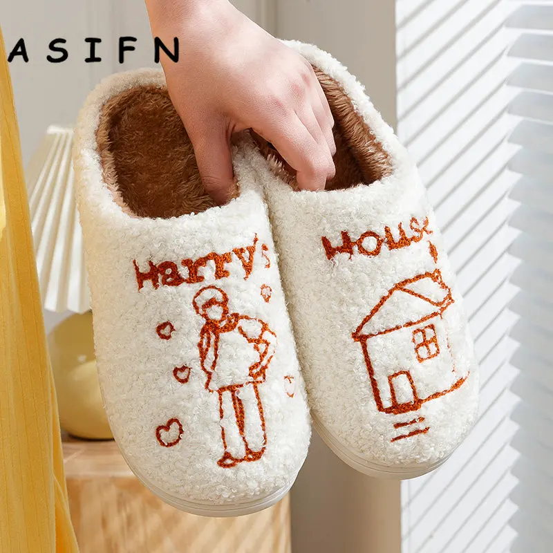 ASIFN Harry's House Style Houseshoes Cute Slippers Women Harry Styles Fluffy Cozy Girls Comfy Home Fur Cushion Slides