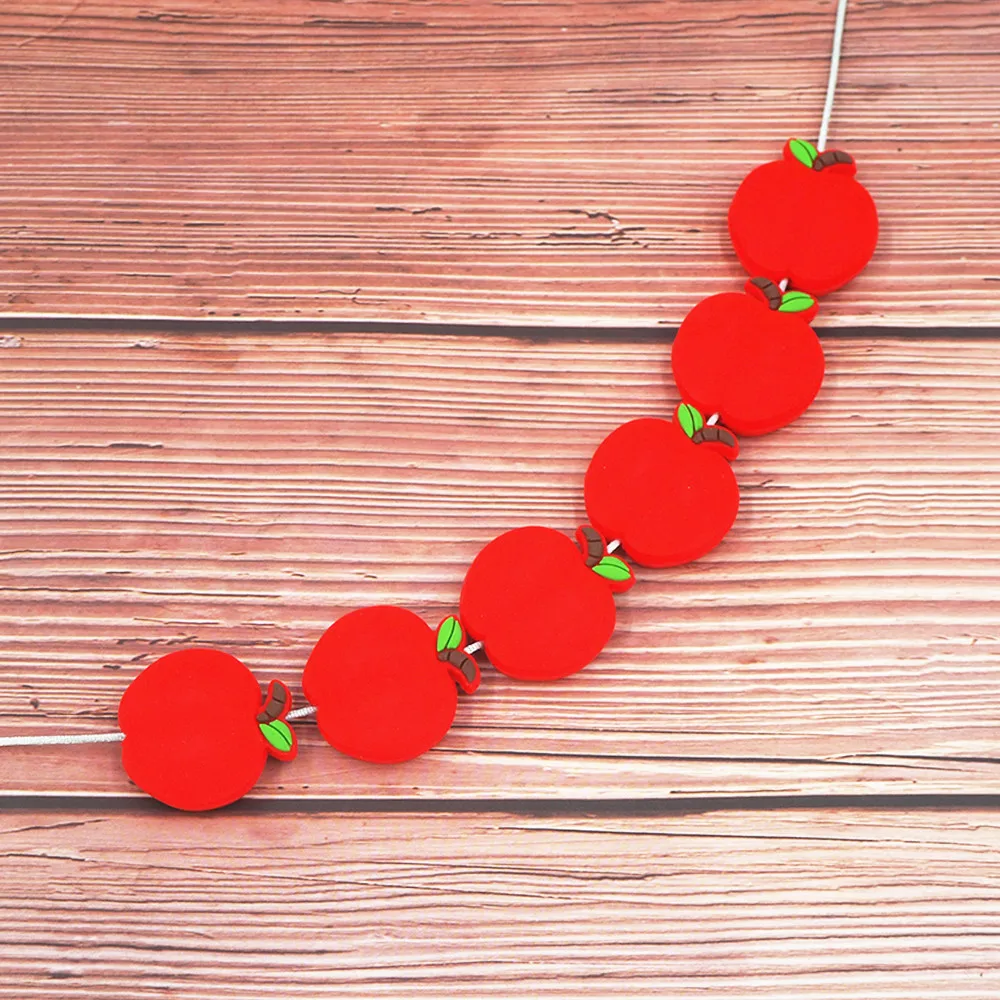 Chenkai 10 шт. силиконовые яблоко бусины фрукты бисер без бисфенола A, детские зубные десна, жевательные подвески, игрушки-пустышки для младенцев.