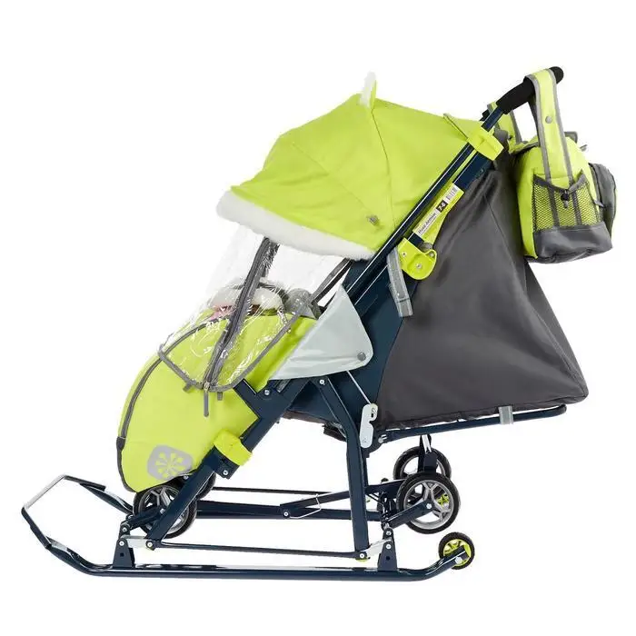 Санки коляска &quotНика Детям НД 7-6&quot рисунок с жирафом цвет лимонный механизм