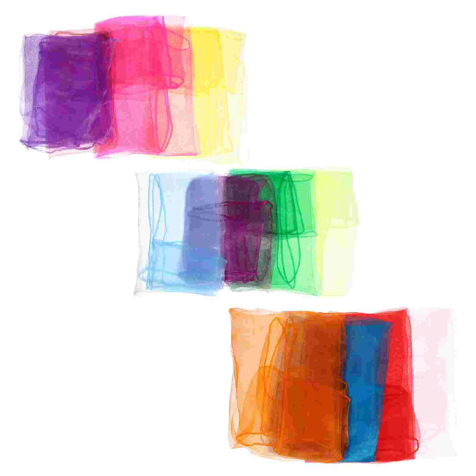 

12 Pcs Solid Color Small Silk Scarf Performance Children Dance Scarfs Scarves Hair Multi-color Multicolor Kids