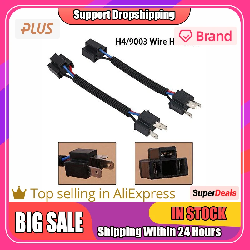 

2Pcs H4 Double-headed Wire Harness Extension Socket Adapter Great for Headlights Fog Lights Car Accessories Drop Shipping