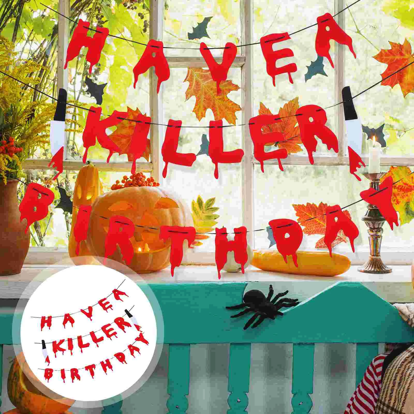 

Party Banner Birthday Hanging Horror Supplies Home Decorationgarland Wall Decorations Flag The Decorative Ornament Swirl Decor