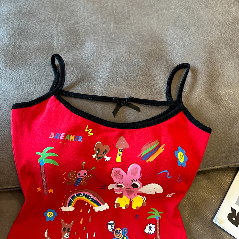 Новый женский топ на бретельках с мультяшным принтом Beau Back Sweet and Spicy Girl маленькая