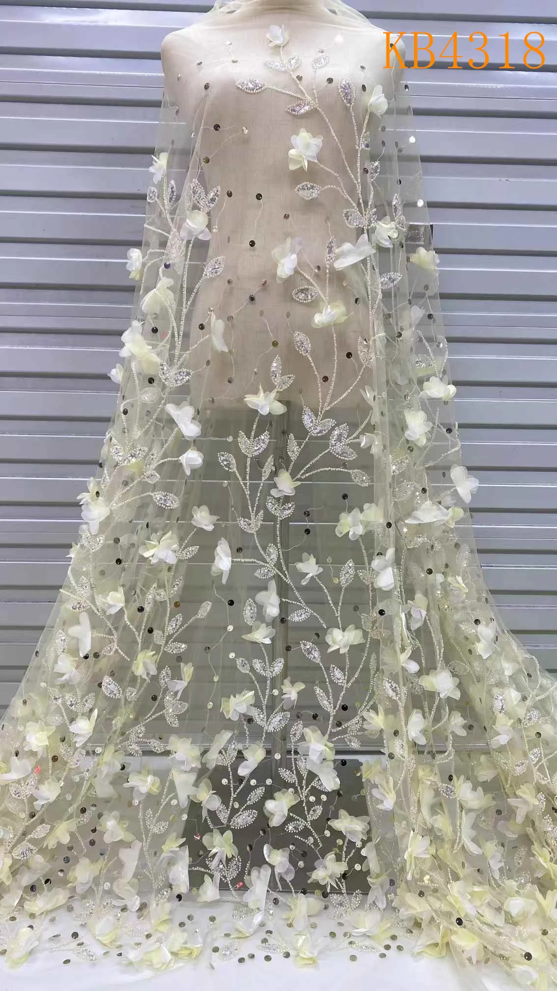 Новый 3D цветок с блестками тюль кружево вышивкой 2024 высококачественная