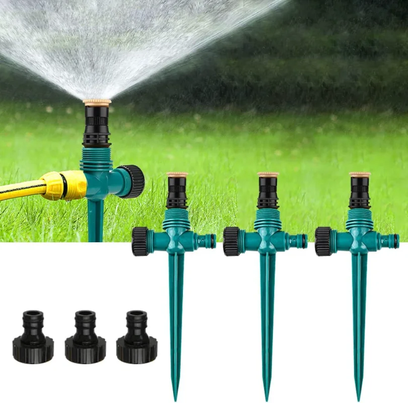 

3Pcs Lawn Sprinklers, 360° Rotating Garden Sprinklers, Adjustable Yard Sprinklers, Large Area Coverage, 3 Angle Adjustment