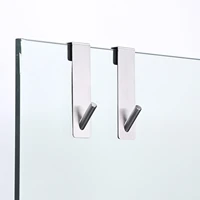 2pcs extended hooks glass shower door stainless steel towel hooks over frameless glass wall punch free hanging towels