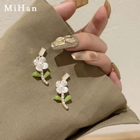 mihan popular design 925 silver needle flower earrings 2022 new trend simulated pearl resin dangle drop earrings for women gifts