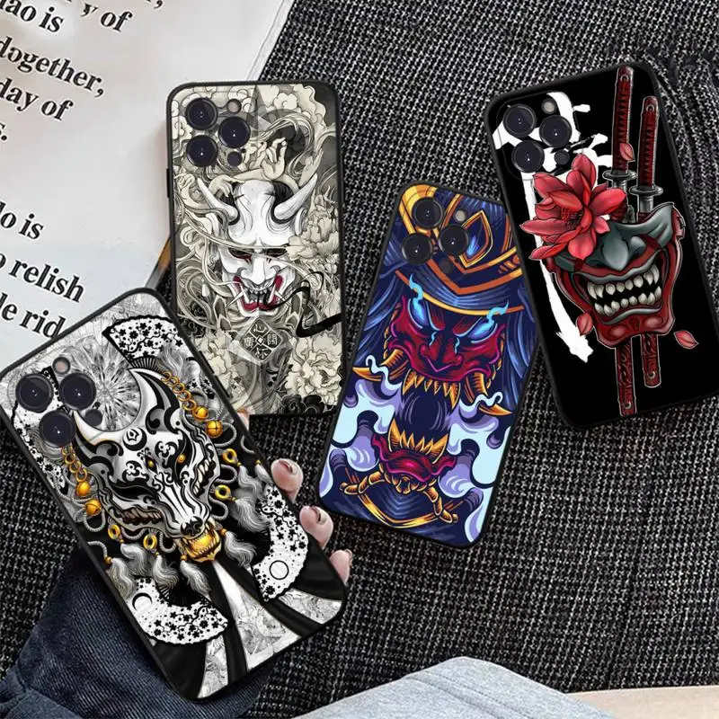 

Yinuoda Samurai Oni Mask Phone Case Silicone Soft for iphone 14 13 12 11 Pro Mini XS MAX 8 7 6 Plus X XS XR Cover