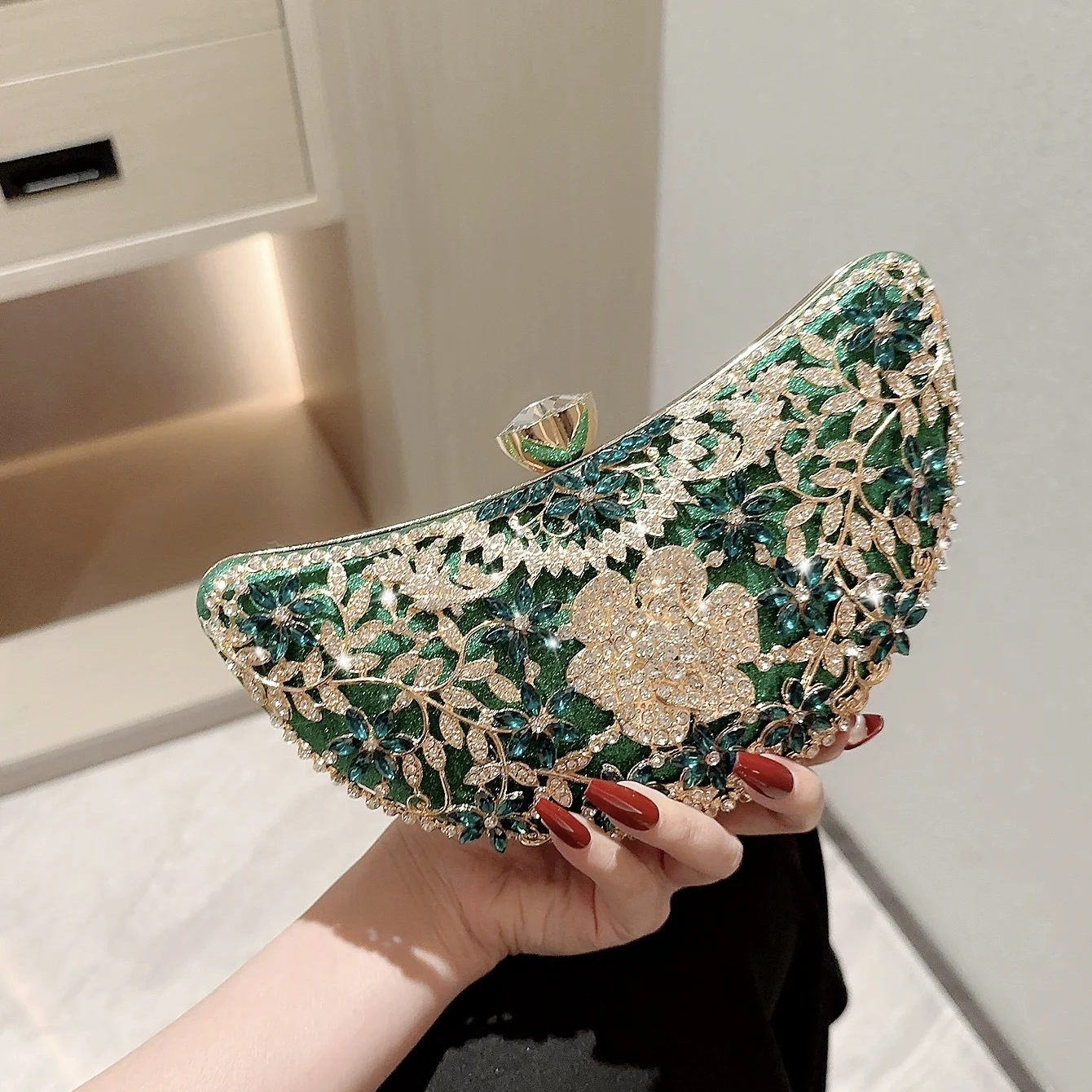 Блестящая и модная женская вечерняя Фотосумка с цветочной рукояткой