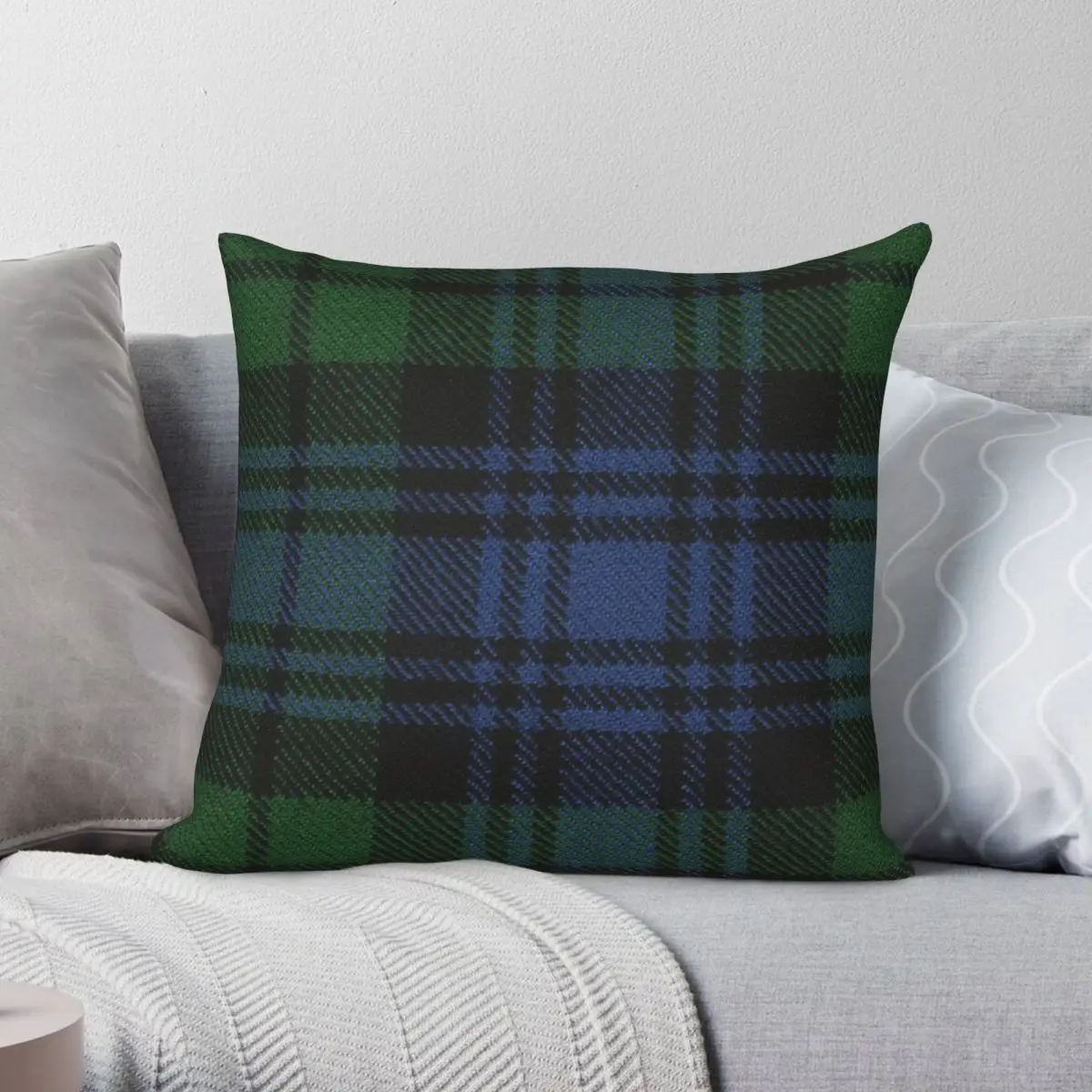 

Black Watch Tartan Square Pillowcase Polyester Linen Velvet Printed Zip Decor Home Cushion Cover
