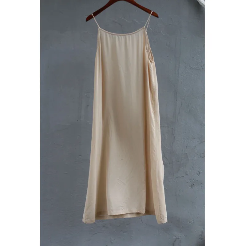 

Summer Women Cotton Slip Dress 2022 Sleeveless Spaghetti Strap Loose Straight Comfortable Soft Solid Long Bottomed Dresses