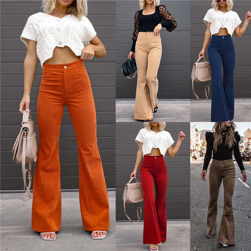 Женские вельветовые расклешенные брюки