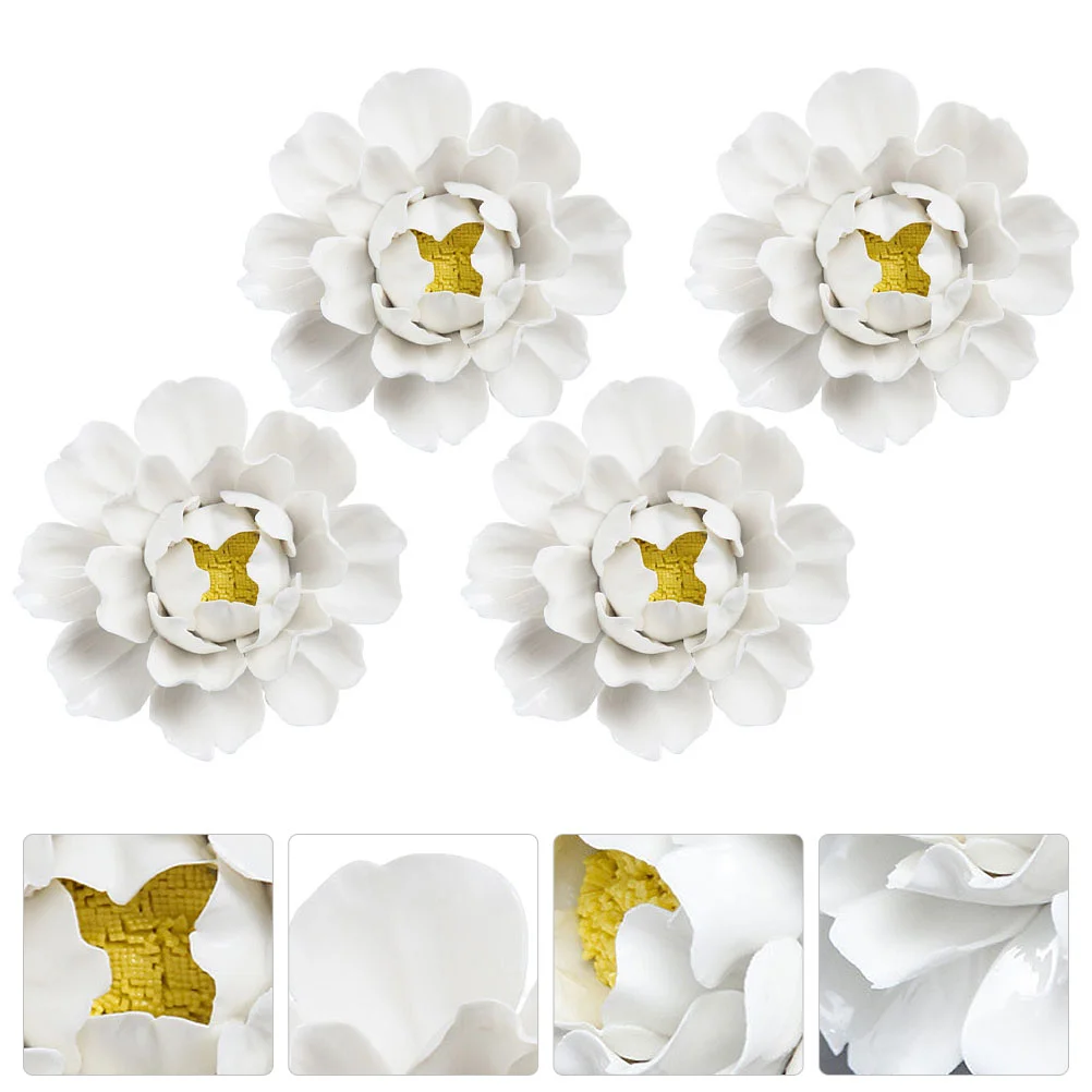 

4pcs Home Wall Decor Peony Hanging Ornament Ceramic Hanging Flower Ceramic Flower Ornament Ceramic Flower Wall Decors