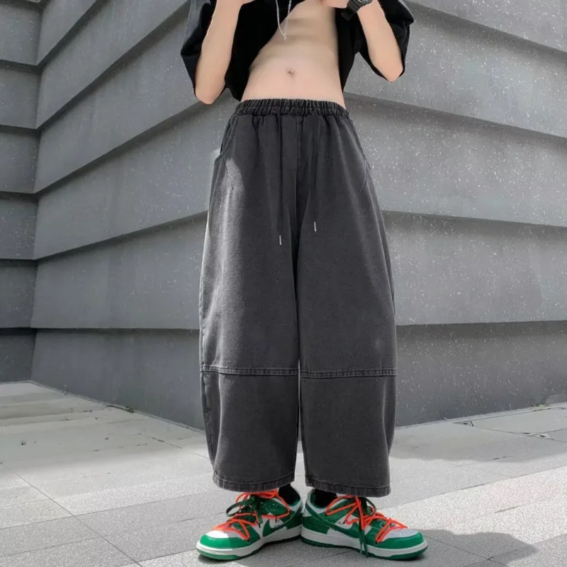 Summer Blue/Black Oversized Jeans Men's Fashion Casual Loose Wide Leg Jeans Mens Streetwear Hip Hop Straight Denim Trousers Men