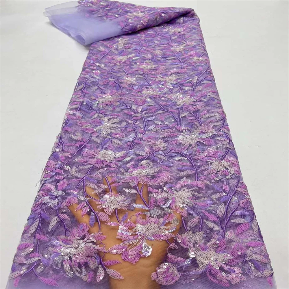 Новинка 2024 африканская нигерийская Изысканная кружевная ткань с блестками