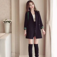 2022 spring korean loose women black suit coat double breasted patchwork notched womens blazers long sleeve ladies office