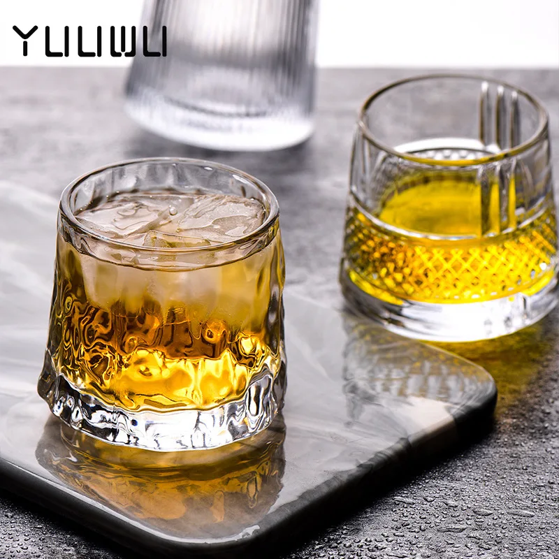 

160Ml Rotating Crystal Glass Wine Glass Tumbler Brandy Old Fashioned Scotch Snifter Mugs Whisky Glass Drinkware Wine Cup Gifts