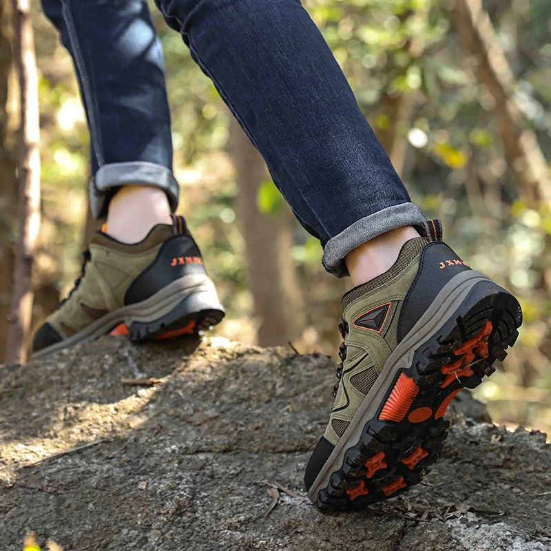 JIEMIAO Hiking Shoes Men Non-slip Wear-resistant Mountain Climbing Shoes Comfortable Walking Sneakers Outdoor Trekking Shoes