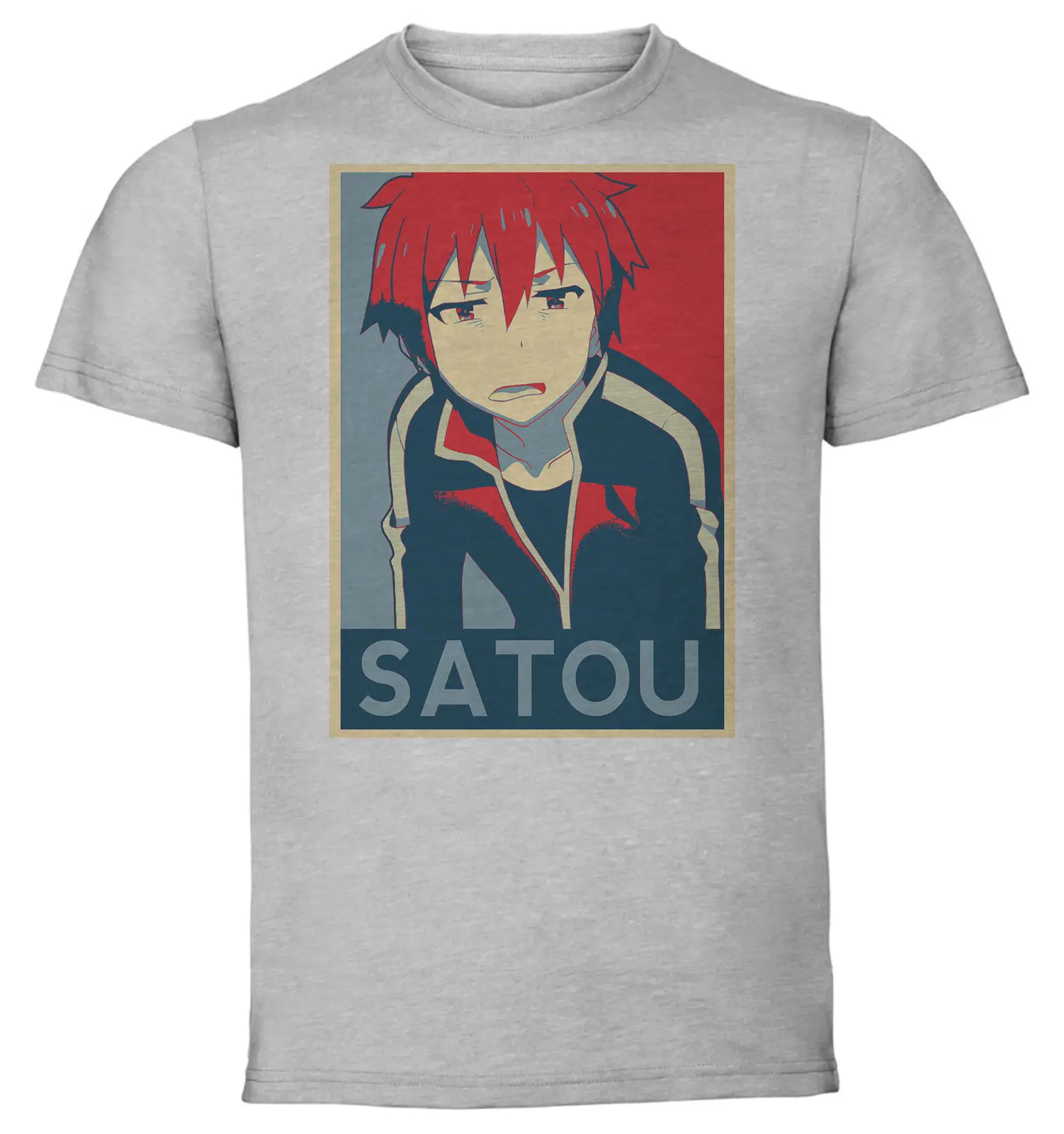 Серая футболка пропагандистский вариант KonoSuba Satou Kazuma