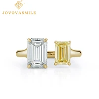 jovovasmile moissanite engagement rings 9k 14k gold 2 25carat white emerald shape 1carat yellow emerald cut gift for woman