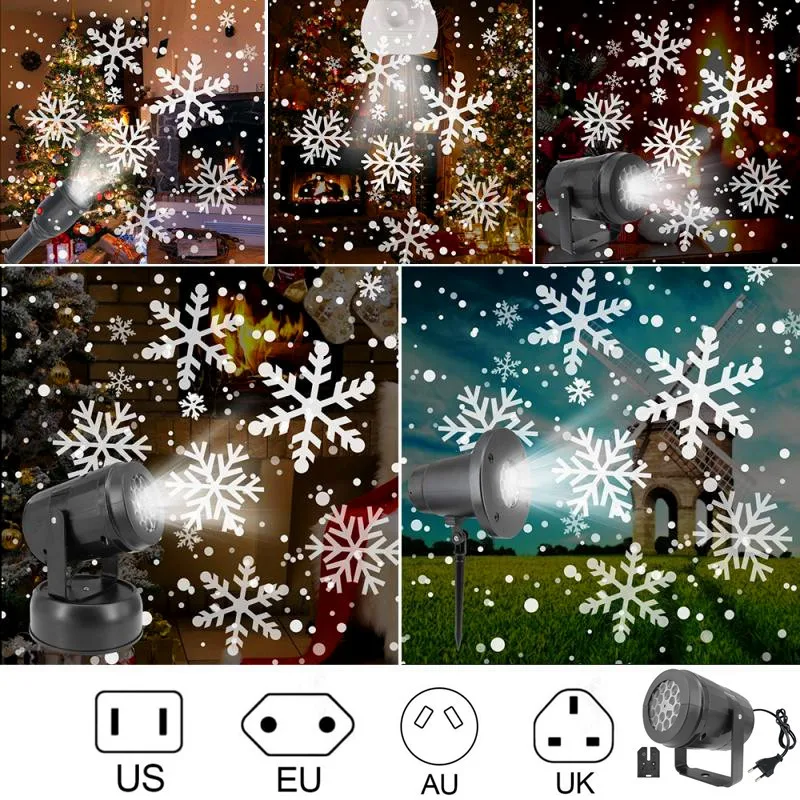

Christmas Snowflake Projector Light Led Stage Lights Rotating Xmas Pattern Holiday Light For Home Garden Kid's Party Decoration