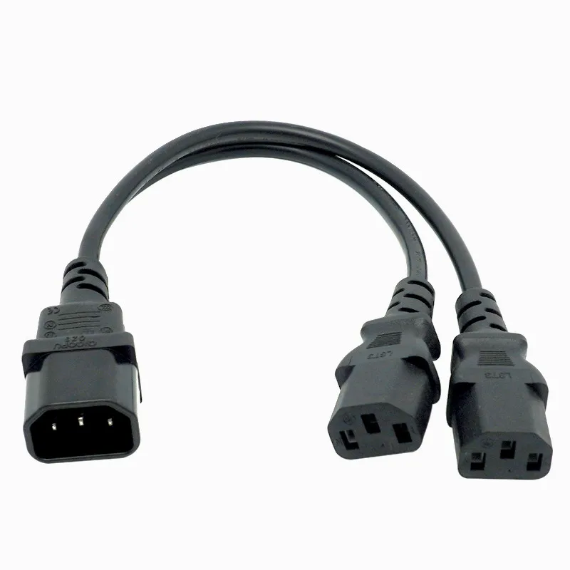 

30CM Power Y Type Splitter Adapter Cable Single IEC 320 C14 Male to Dual C13 Female Short Cord for Computer host display