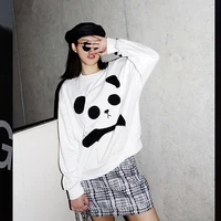 furry cute panda pullovers women long sleeve o neck loose sweatshirts 2021 spring autumn y2k indie new fashion casual pullovers