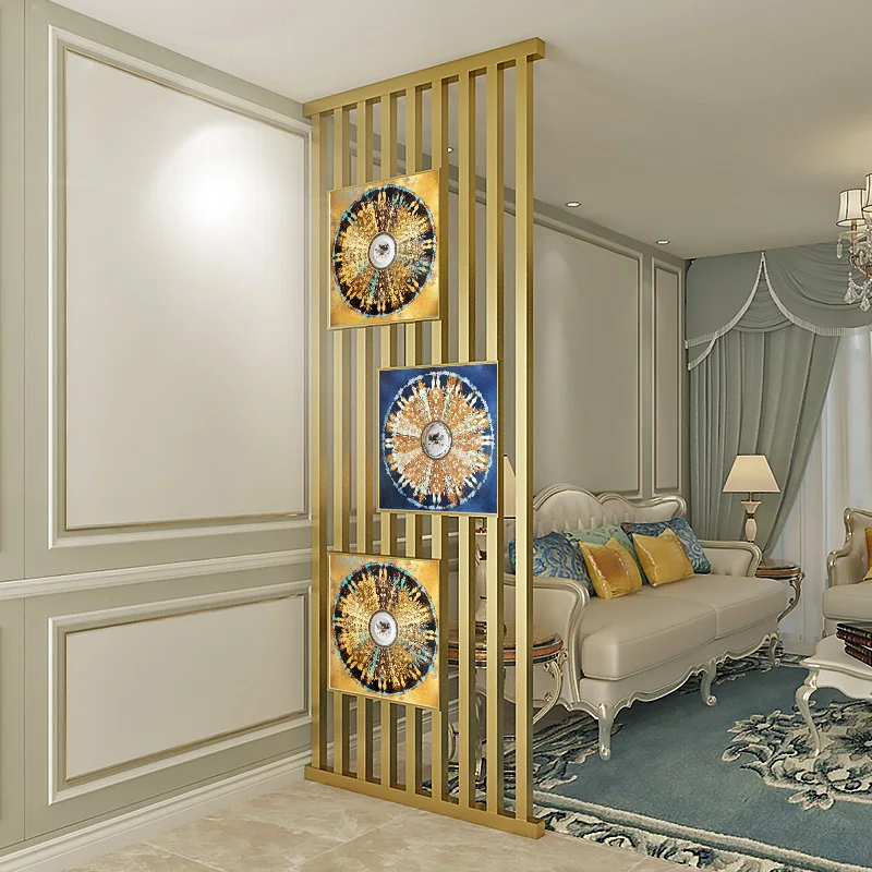 

Light Luxury Subareas Screens Living Room Entrance Bedroom Covering Aluminum Alloy Grid Fence Decorative Painting Combination